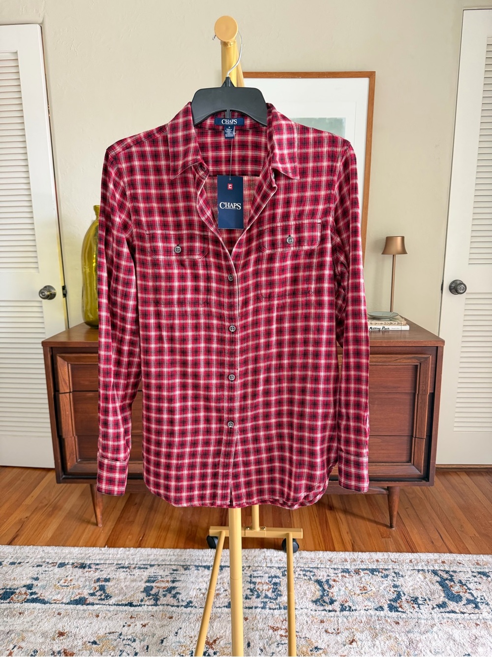 Chaps Red Plaid Button Down — NWT — Size Medium